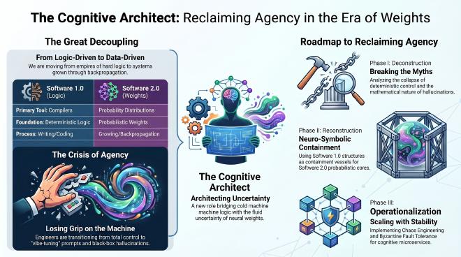 The ground has shifted. We&rsquo;ve moved from deterministic code to probabilistic weights—and architects are losing control. This series is a rigorous journey into the First Principles of cognitive systems, built to help you reclaim agency in the Age of AI.