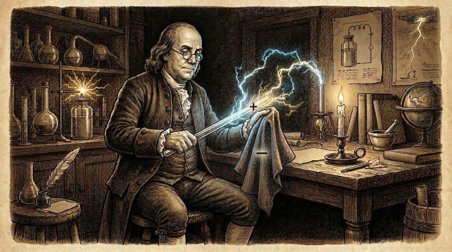 Benjamin Franklin&rsquo;s glass rod and silk experiment